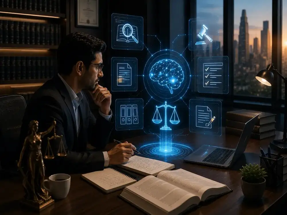 AI robot assistant representing intelligent legal research support