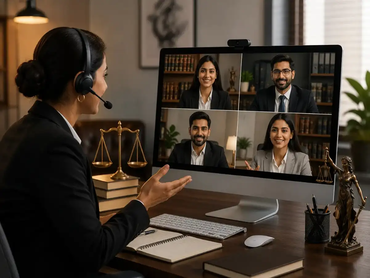 Velawx team meeting with a law firm to discuss a personalized demo