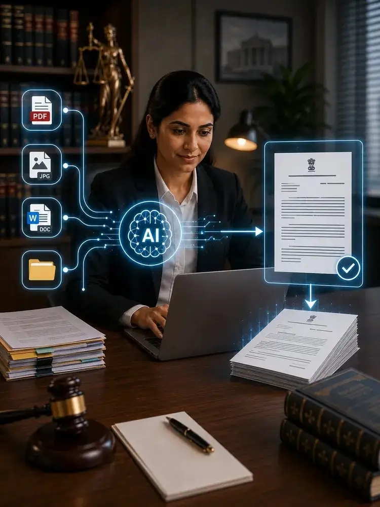 Lawyer finalizing an AI-generated legal document with a signature